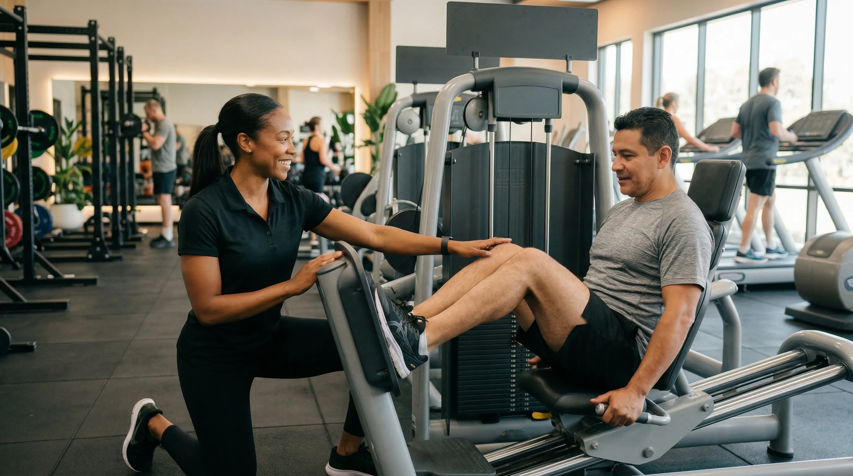 Fitvana trainer providing coaching to a member